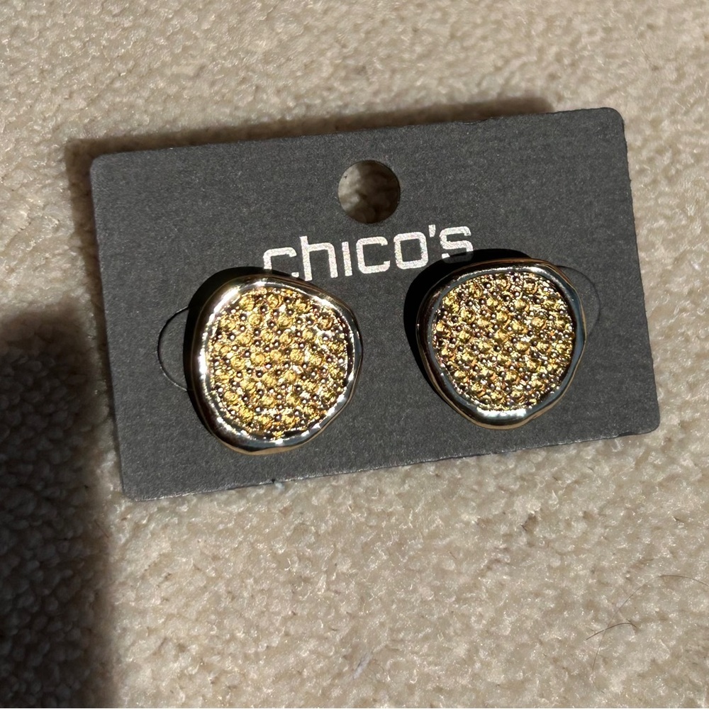 Chicos Shakira Gold Textured Earrings - Picture 5 of 7